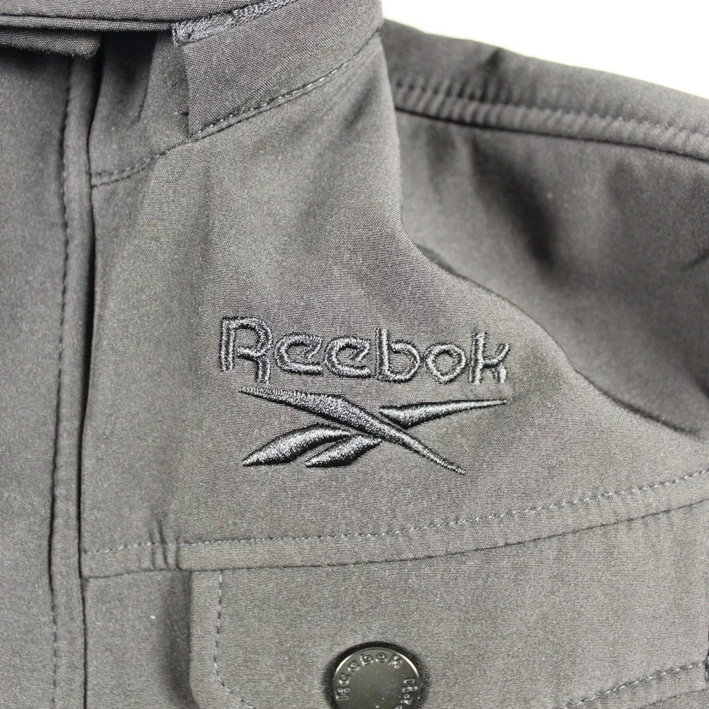 Reebok Softshell Jacket Boys Size 8 Black Excellent Fleece Lined Hooded Coat